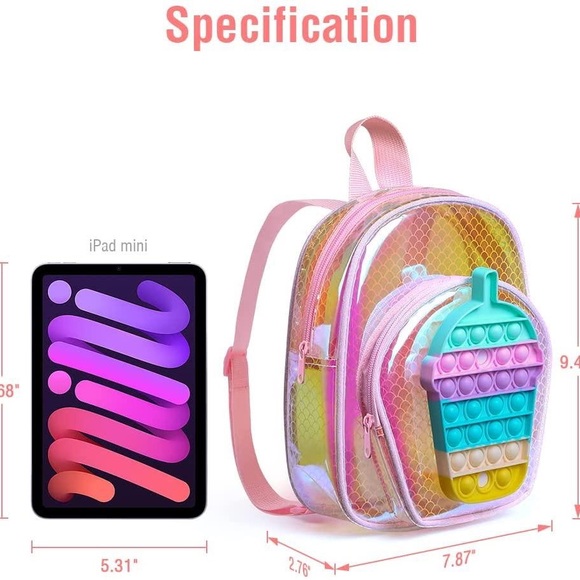 New Pink Boba Milk Tea Pop It Fidget Backpack - Picture 6 of 6